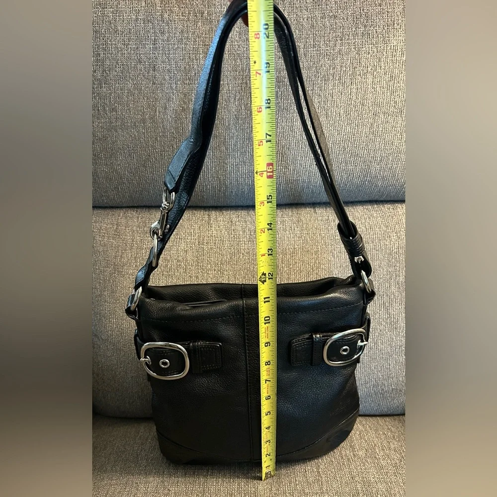 Coach Soho Black Leather Shoulder Convertible Strap Bag with Silver Hardware
